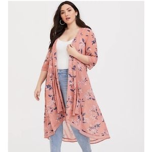 Torrid peach floral kimono/duster - size 00/0